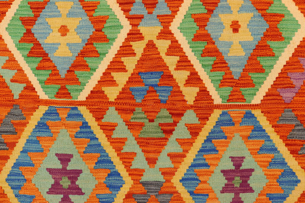 handmade Geometric Kilim Rust Beige Hand-Woven RECTANGLE 100% WOOL area rug 5x6