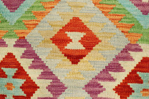 handmade Geometric Kilim Blue Rust Hand-Woven RECTANGLE 100% WOOL area rug 3 x 5