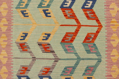 handmade Modern Kilim Blue Beige Hand-Woven RECTANGLE 100% WOOL area rug 4x6