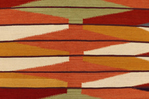handmade Modern Kilim Rust Beige Hand-Woven RECTANGLE 100% WOOL area rug 5x8