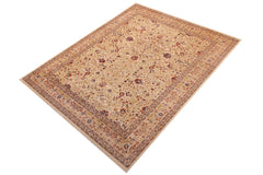 handmade Transitional Tabriz Beige Blue Hand Knotted RECTANGLE 100% WOOL area rug 9x12