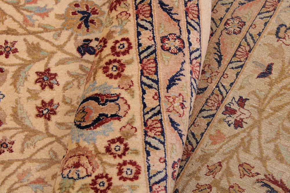 handmade Transitional Tabriz Beige Blue Hand Knotted RECTANGLE 100% WOOL area rug 9x12