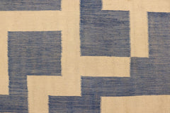 handmade Modern Kilim Blue Beige Hand-Woven RECTANGLE 100% WOOL area rug 5 x 6
