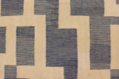 handmade Modern Kilim Blue Beige Hand-Woven RECTANGLE 100% WOOL area rug 5 x 6