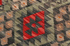 handmade Geometric Kilim Green Red Hand-Woven RECTANGLE 100% WOOL area rug 3 x 6