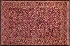 handmade Transitional Nadeem Maroon Blue Hand Knotted RECTANGLE 100% WOOL area rug 9x12