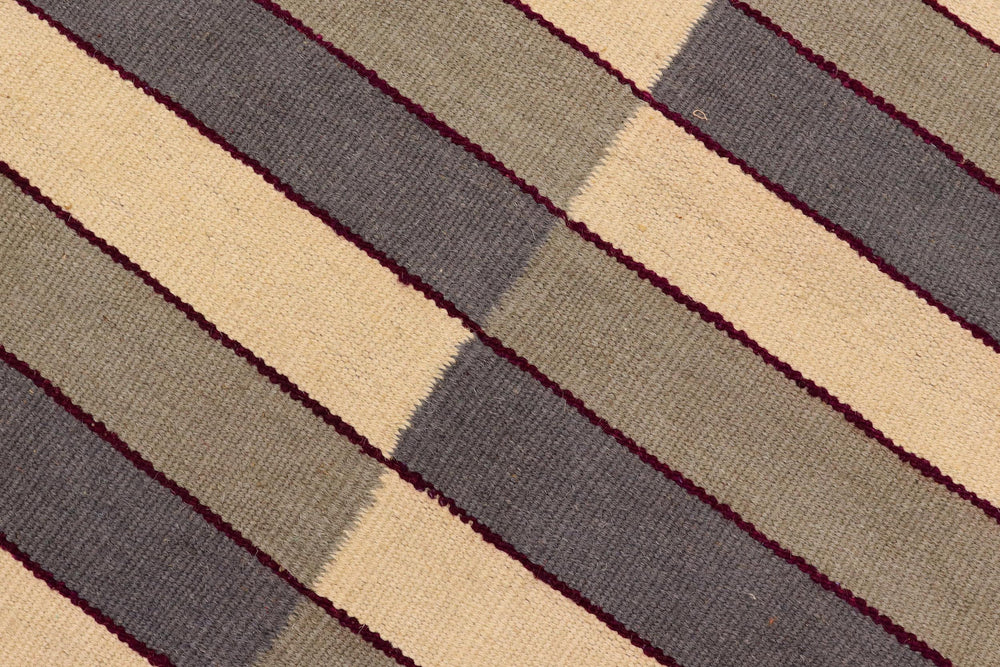 handmade Modern Kilim Gray Beige Hand-Woven RECTANGLE 100% WOOL area rug 6x8