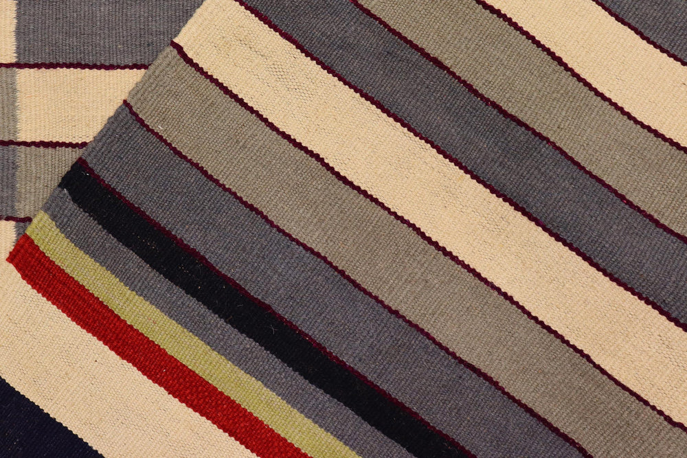 handmade Modern Kilim Gray Beige Hand-Woven RECTANGLE 100% WOOL area rug 6x8