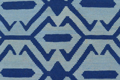 handmade Modern Kilim Blue Blue Hand-Woven RECTANGLE 100% WOOL area rug 4' x 6'