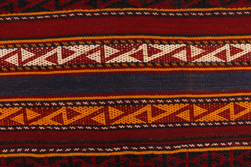 handmade Geometric Kilim Red Blue Hand-Woven RUNNER 100% WOOL area rug 6' x 12'