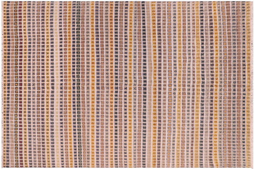 handmade Geometric Berjusta Gray Blue Hand Knotted RECTANGLE 100% WOOL area rug 8' x 11'
