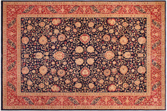handmade Transitional Kashan Blue Red Hand Knotted RECTANGLE 100% WOOL area rug 9x12