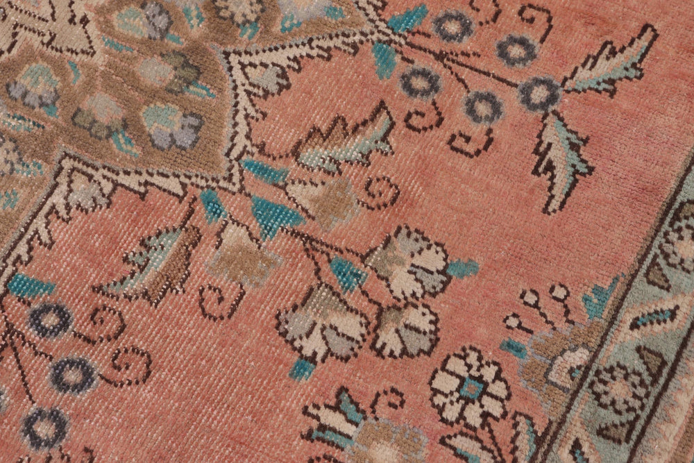 handmade Vintage Kashan Peach Brown Hand Knotted RECTANGLE 100% WOOL area rug 8' x 11'