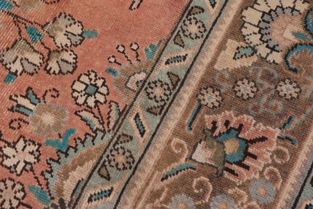 handmade Vintage Kashan Peach Brown Hand Knotted RECTANGLE 100% WOOL area rug 8' x 11'