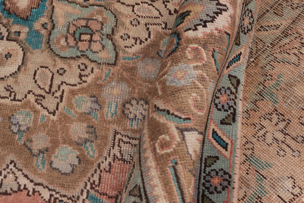 handmade Vintage Kashan Peach Brown Hand Knotted RECTANGLE 100% WOOL area rug 8' x 11'