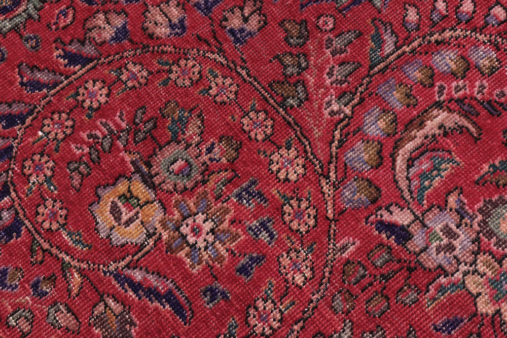 handmade Vintage Kashan Red Blue Hand Knotted RECTANGLE 100% WOOL area rug 7' x 10'