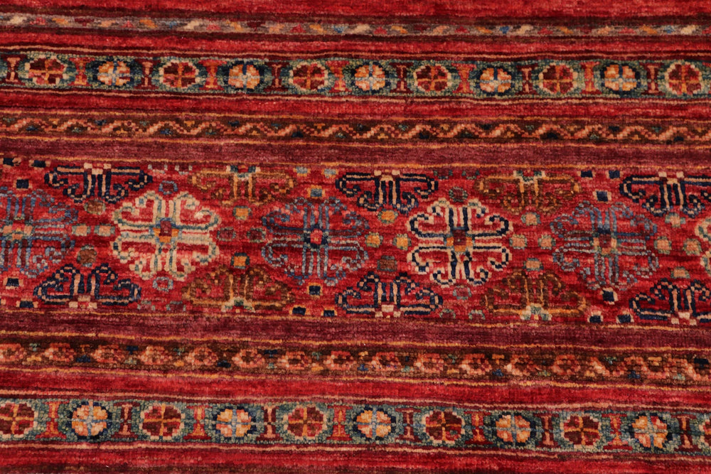 handmade Geometric Kurjean Red Blue Hand Knotted RECTANGLE 100% WOOL area rug 8x10