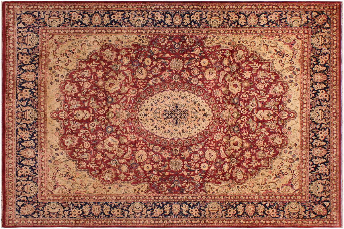 9x11 hand knotted Vegetable Dyed wool rug in red and blue - Hussani Jenifer