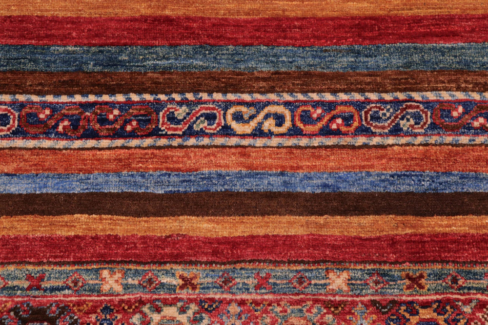 handmade Geometric Kurjean Red Blue Hand Knotted RECTANGLE 100% WOOL area rug 8x10