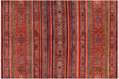 handmade Geometric Kurjean Red Blue Hand Knotted RECTANGLE 100% WOOL area rug 8x10