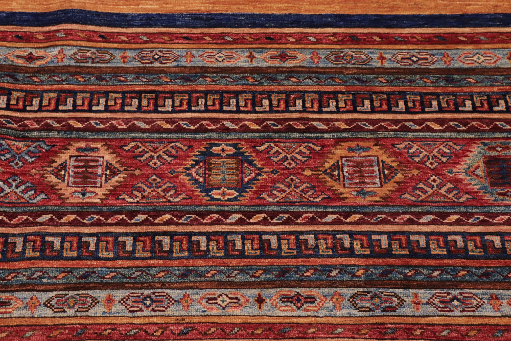 handmade Geometric Kurjean Red Blue Hand Knotted RECTANGLE 100% WOOL area rug 9x12