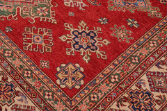 handmade Geometric Super Kazak Red Beige Hand Knotted RECTANGLE 100% WOOL area rug 9' x 12'