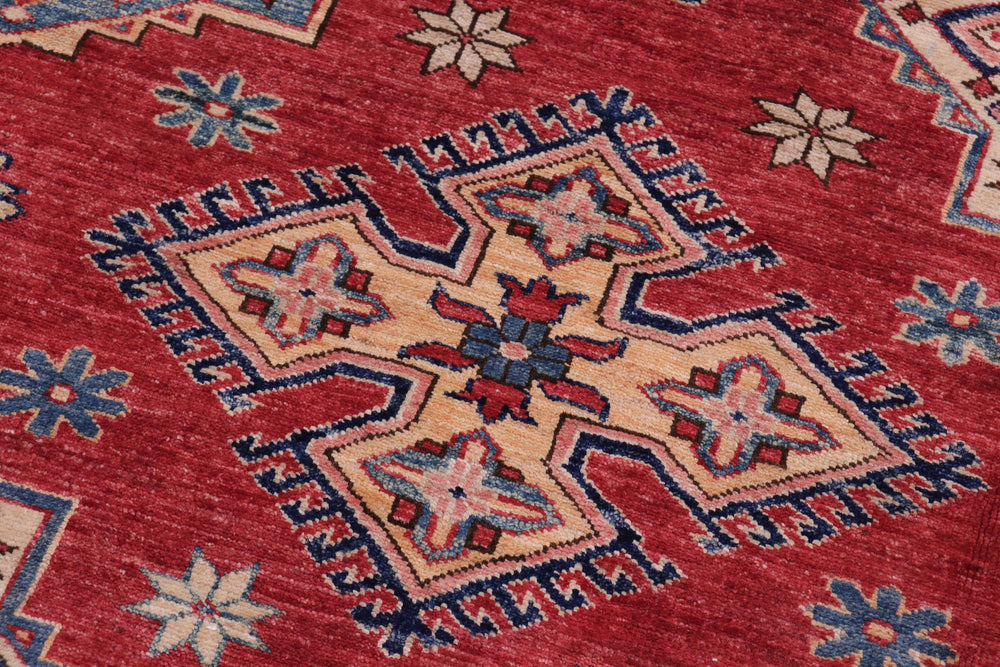 handmade Geometric Super Kazak Red Beige Hand Knotted RECTANGLE 100% WOOL area rug 12' x 15'