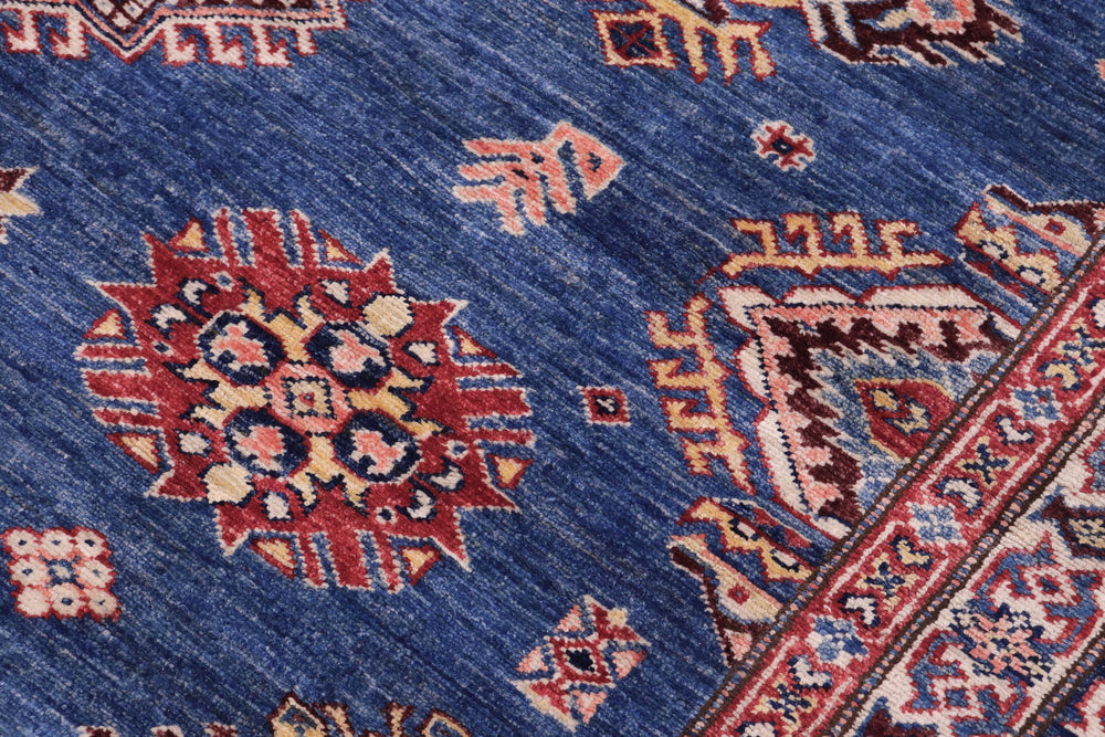 handmade Geometric Super Kazak Blue Red Hand Knotted RECTANGLE 100% WOOL area rug 12' x 16'
