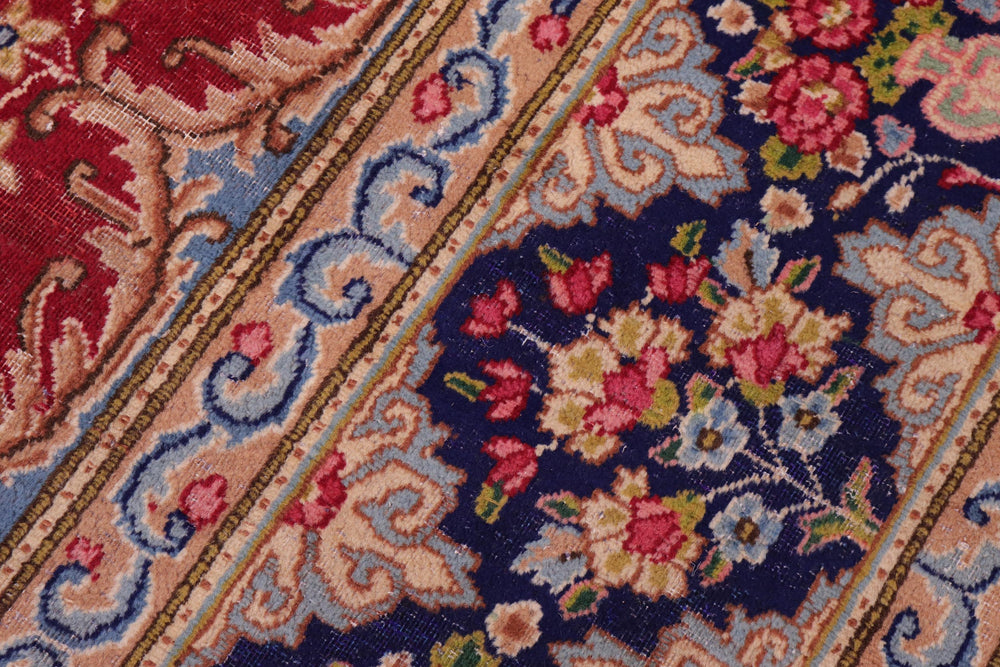handmade Vintage Kashan Pink Blue Hand Knotted RECTANGLE 100% WOOL area rug 10' x 12'