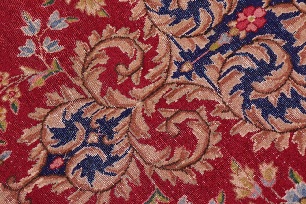 handmade Vintage Kashan Pink Blue Hand Knotted RECTANGLE 100% WOOL area rug 10' x 12'
