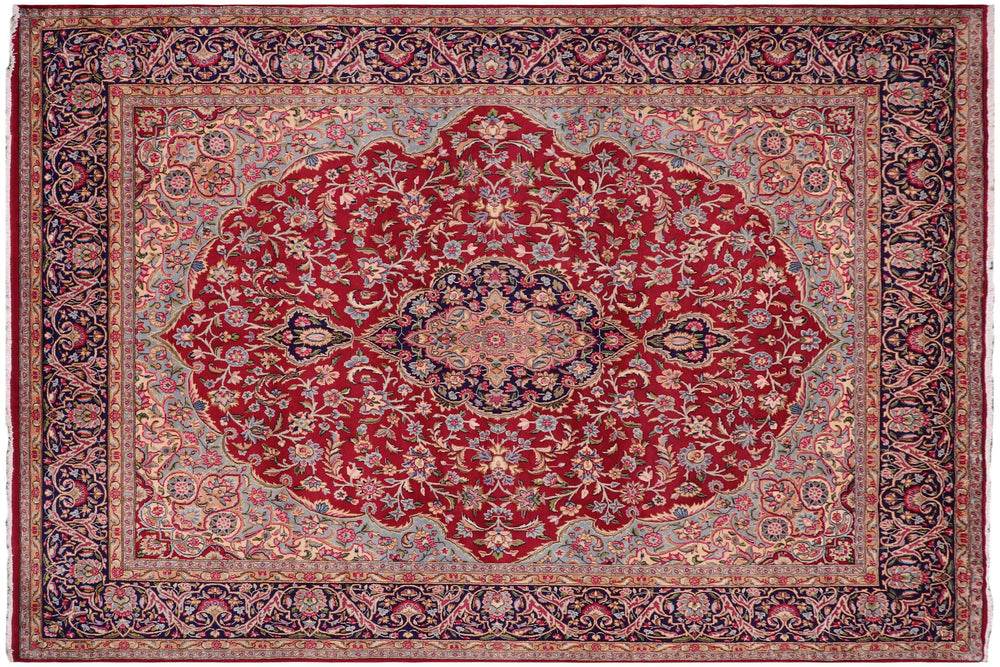 handmade Traditional Kashan Pink Blue Hand Knotted RECTANGLE 100% WOOL area rug 10 x 13