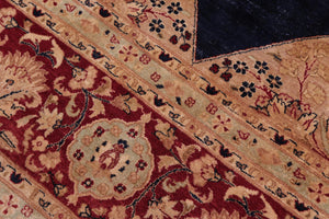 handmade Traditional Kirman Blue Red Hand Knotted RECTANGLE 100% WOOL area rug 9x12