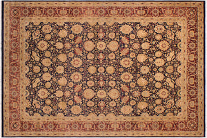 handmade Transitional Tabriz Blue Brown Hand Knotted RECTANGLE 100% WOOL area rug 9x12