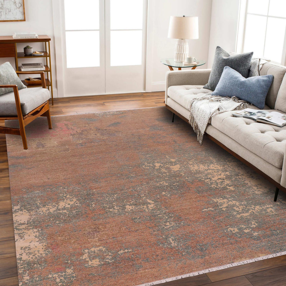 handmade Modern Modern Brown Green Hand Knotted RECTANGLE WOOL&SILK area rug 8' x 10'