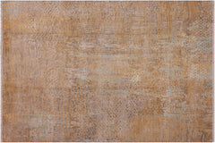handmade Modern Modern Tan Blue Hand Knotted RECTANGLE WOOL&SILK area rug 9' x 12'