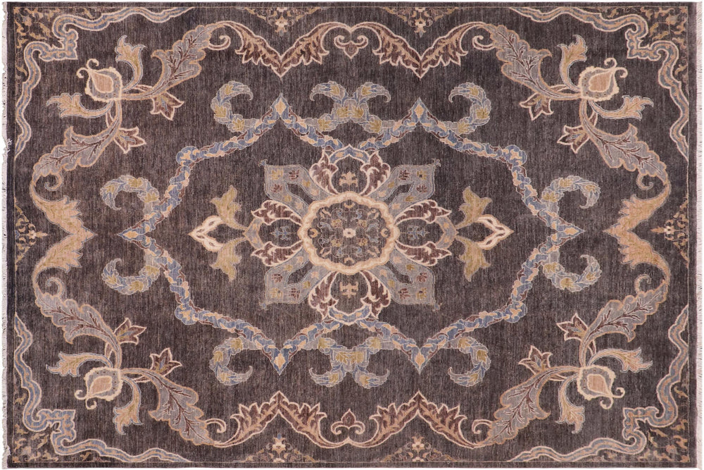 handmade Traditional Kafkaz Gray Blue Hand Knotted RECTANGLE 100% WOOL area rug 8' x 10'