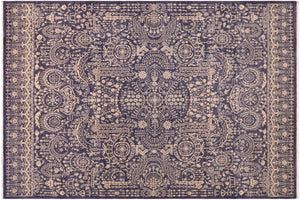 handmade Transitional Kafkaz Blue Gray Hand Knotted RECTANGLE 100% WOOL area rug 9' x 12'