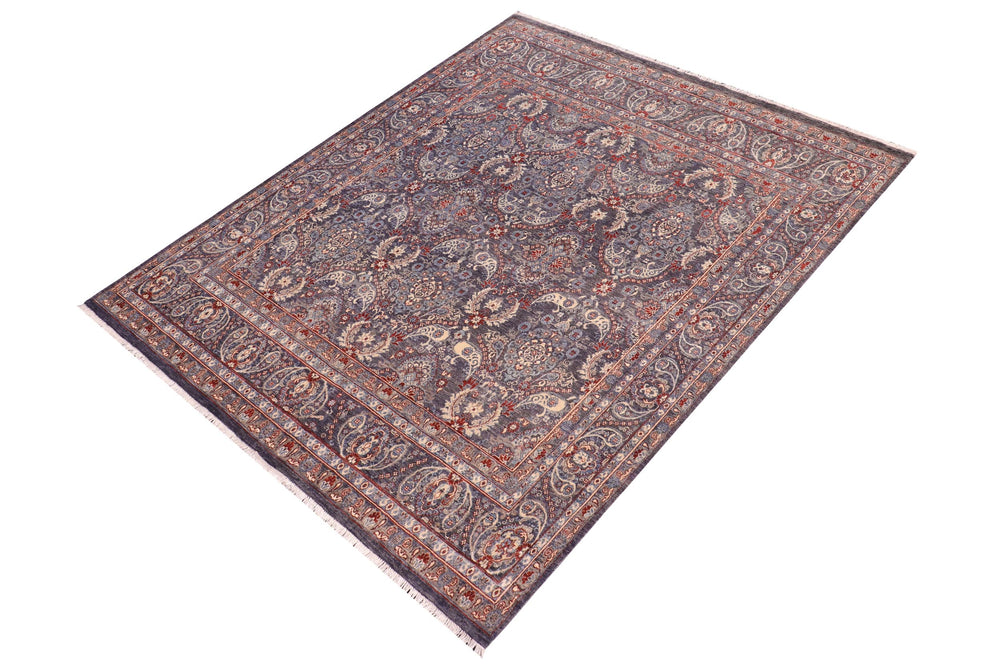 handmade Transitional Kafkaz Gray Blue Hand Knotted SQUARE 100% WOOL area rug 8' x 9'