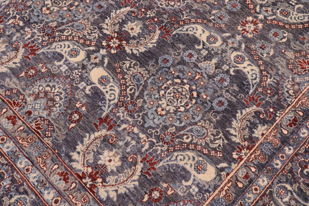 handmade Transitional Kafkaz Gray Blue Hand Knotted SQUARE 100% WOOL area rug 8' x 9'