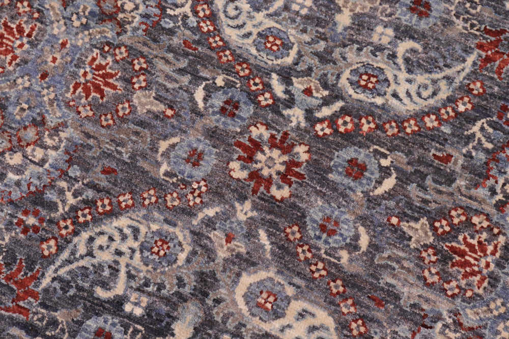 handmade Transitional Kafkaz Gray Blue Hand Knotted SQUARE 100% WOOL area rug 8' x 9'