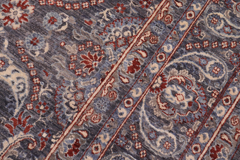 handmade Transitional Kafkaz Gray Blue Hand Knotted SQUARE 100% WOOL area rug 8' x 9'
