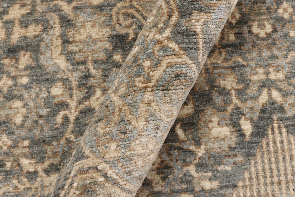 handmade Modern Kafkaz Gray Blue Hand Knotted RECTANGLE 100% WOOL area rug 6' x 9'
