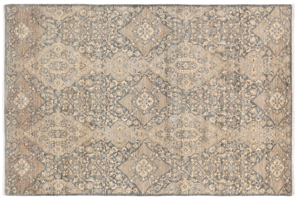 handmade Modern Kafkaz Gray Blue Hand Knotted RECTANGLE 100% WOOL area rug 6' x 9'