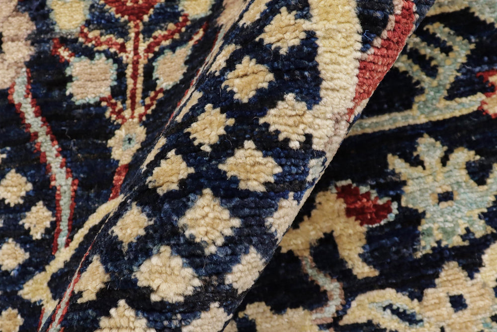 handmade Traditional Kafkaz Blue Tan Hand Knotted RECTANGLE 100% WOOL area rug 4x6