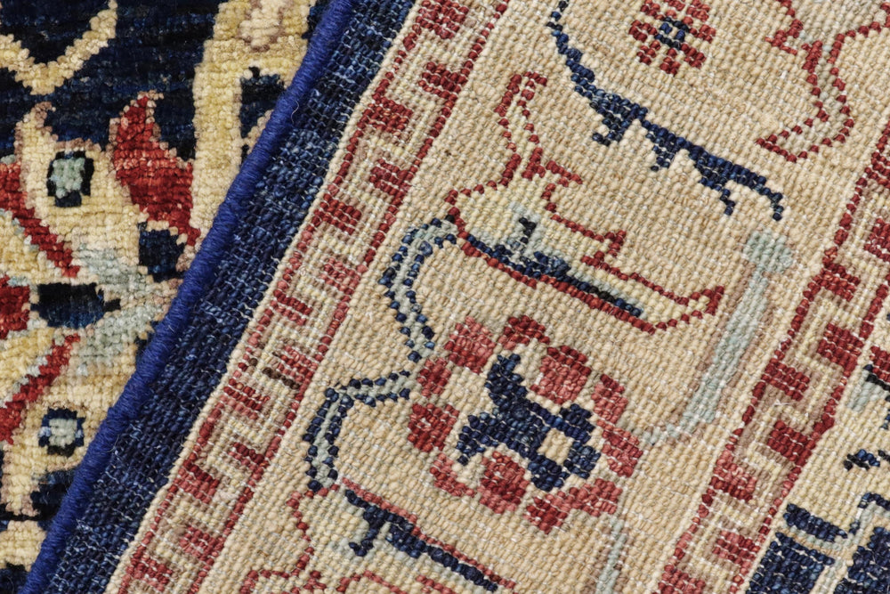 handmade Traditional Kafkaz Blue Tan Hand Knotted RECTANGLE 100% WOOL area rug 4x6