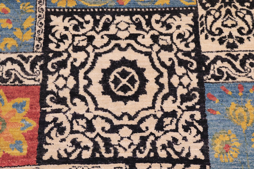handmade Modern Kafkaz Rust Black Hand Knotted RECTANGLE 100% WOOL area rug 8' x 10'