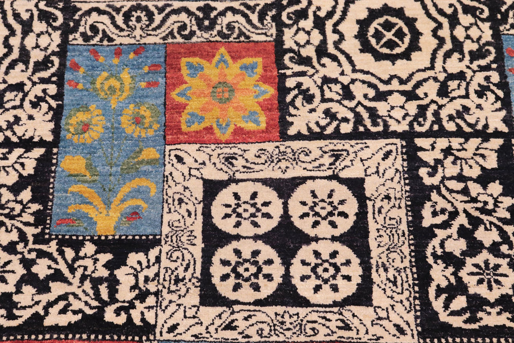 handmade Modern Kafkaz Rust Black Hand Knotted RECTANGLE 100% WOOL area rug 8' x 10'