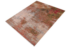 handmade Modern Modern Blue Beige Hand Knotted RECTANGLE WOOL&SILK area rug 8' x 11'