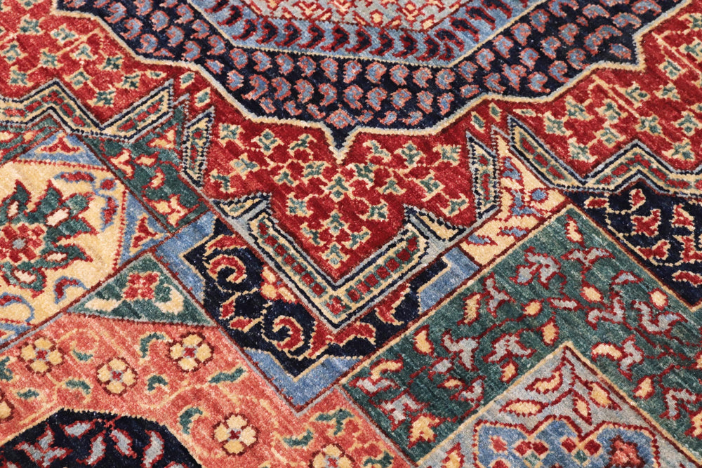 handmade Geometric Mamluk Blue Green Hand Knotted RECTANGLE 100% WOOL area rug 9 x 12