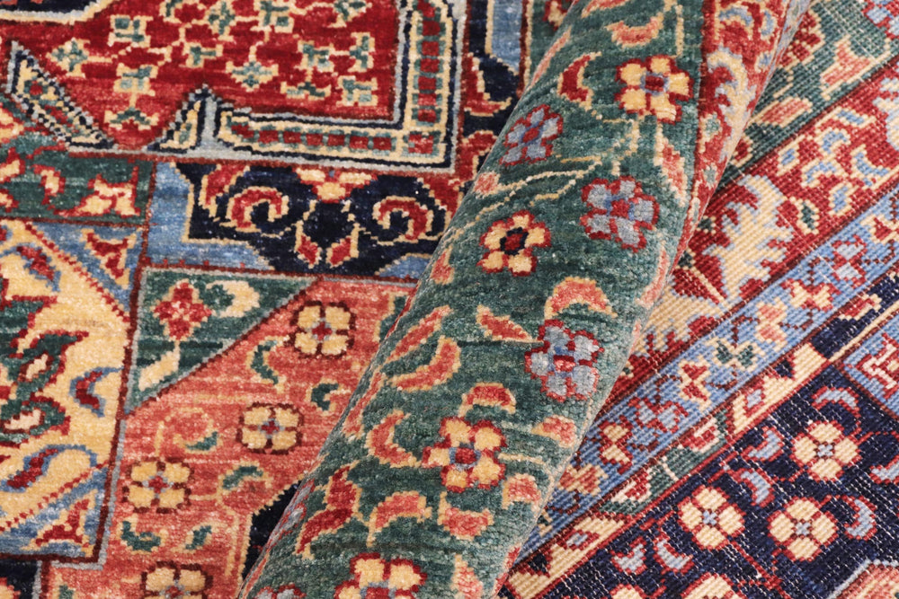 handmade Geometric Mamluk Blue Green Hand Knotted RECTANGLE 100% WOOL area rug 9 x 12